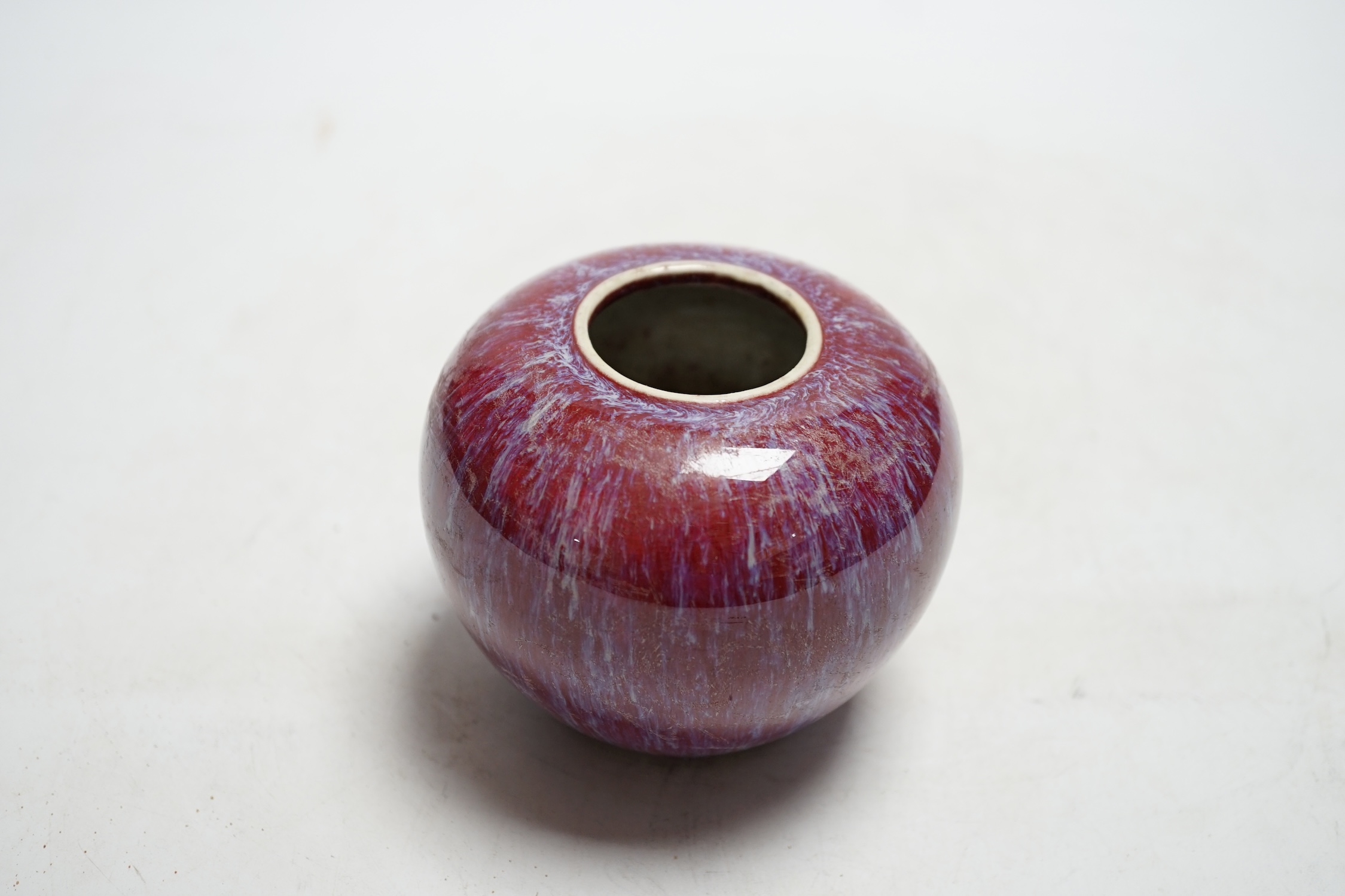 A Chinese flambé glazed brush washer, 9cm